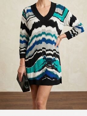 Joseph A New Women  Black and White Knit Top Tunic  Size XL